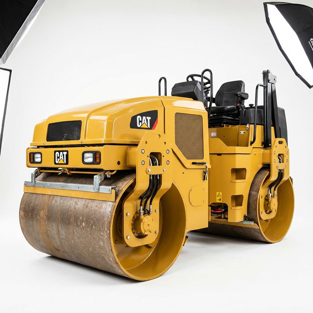 Rolo compactador em operação de solo para aterro